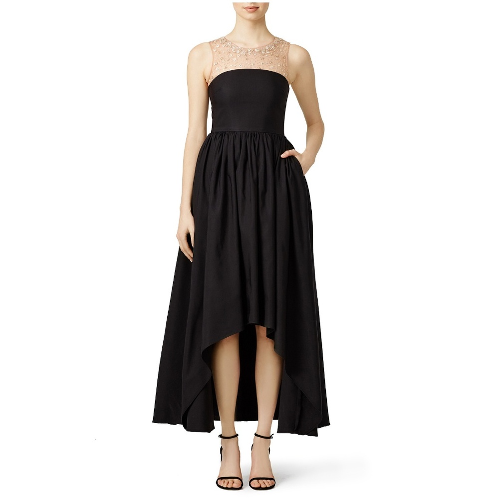 Marchesa Notte Precision High Low Hem Silk Gown